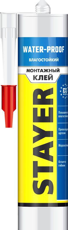 STAYER 280 мл, белый, влагостойкий монтажный клей, Professional (41325)