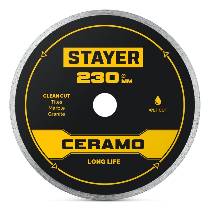 STAYER CERAMO 230 мм (22.2/25.4 х 5 х 2.2 мм), сплошной алмазный диск (3664-230)