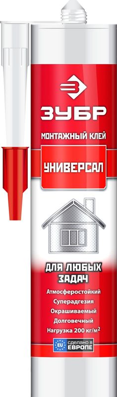 ЗУБР 300 мл, белый, универсальный монтажный клей (41331)