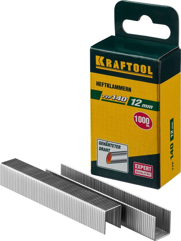 KRAFTOOL скобы тип 140 (G/11/57), 12 мм, калибр 20GA. 1000 шт (31680-12)